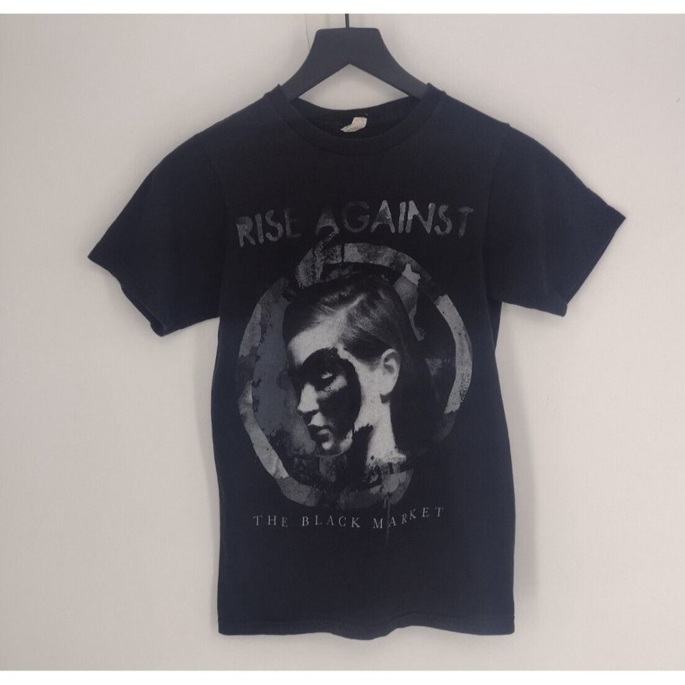 Rise Against The Black Market Hardcore Punk Rock Faded Black T-Shirt Mens S